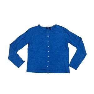VTG Y2K Gap Women's Large Wool Button Front Cardigan Sweater Blue Twee Preppy